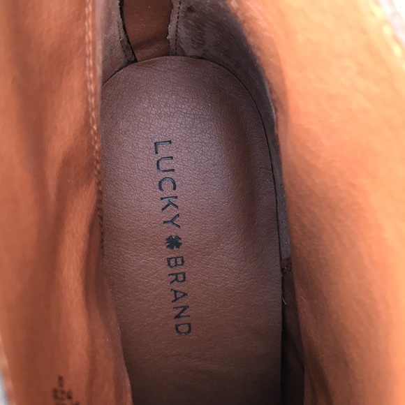 ☀️ Lucky Brand Liesell Orange Red Leather suede heeled Booties - Picture 11 of 16